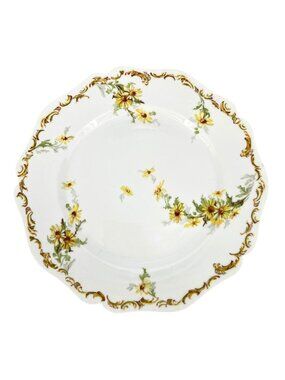 Wm Guerin Co Limoges France Floral Berry Porcelain Plate Set of Two Yellow White
